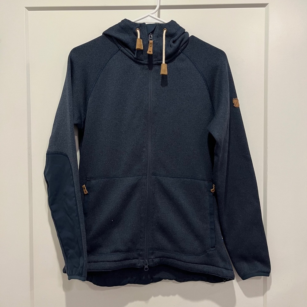 Fjallraven Keb Fleece Hoodie Womens Small Navy Blue Full Zip Outdoor Jacket